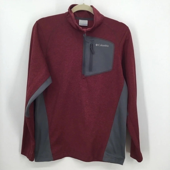 Columbia Men’s Burgundy Zip-Up Pullover Jacket Burgundy Casual Warm Size Small - Picture 1 of 5